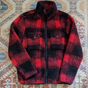 Topman fleece jacket buffalo plaid size S